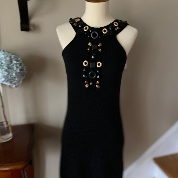 Milly Of  New York Black Cashmere Beaded Cocktail - Picture 1 of 8